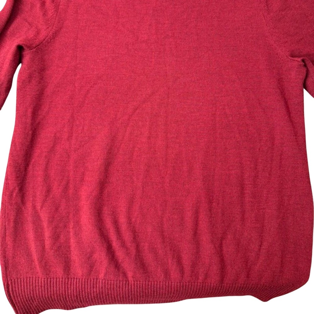 Banana Republic Sweater Mens M Red Extra Fine Merino Wool V-Neck Pullover Knit - Picture 3 of 5